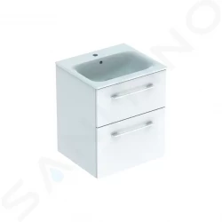 GEBERIT - Selnova Square Umývadlová skrinka 635x538x480 mm, s umývadlom, 2 zásuvky, lesklá biela (501.232.00.1)