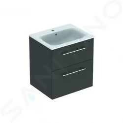 GEBERIT - Selnova Square Umývadlová skrinka 635x588x480 mm, s umývadlom, 2 zásuvky, lávová mat (501.237.00.1)