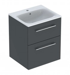 GEBERIT - Selnova Square Umývadlová skrinka 64x54x48 cm, s umývadlom, 2 zásuvky, lávová mat (501.233.00.1)