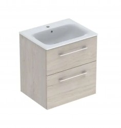 GEBERIT - Selnova Square Umývadlová skrinka 64x59x48 cm, s umývadlom, 2 zásuvky, svetlý orech hickory (501.239.00.1)