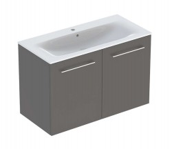 GEBERIT - Selnova Square Umývadlová skrinka 64x99x48 cm, s umývadlom, 2 dvierka, lávová mat (501.261.00.1)