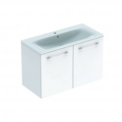 GEBERIT - Selnova Square Umývadlová skrinka 64x99x48 cm, s umývadlom, 2 dvierka, lesklá biela (501.260.00.1)