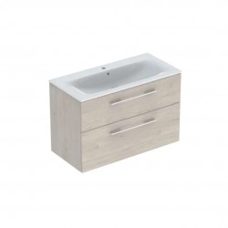 GEBERIT - Selnova Square Umývadlová skrinka 64x99x48 cm, s umývadlom, 2 zásuvky, svetlý orech hickory (501.247.00.1)