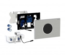 GEBERIT - Sigma10 Elektronické ovládacie tlačidlo na 2 množstvá splachovania, batériové napájanie, kefovaná/leštená nerezová (115.909.SN.6)
