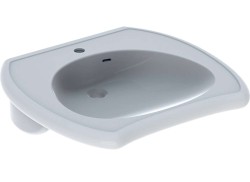 GEBERIT - Vitalis Umývadlo bezbariérové, 65x60x15 cm, s prepadom, otvor na batériu, biela (121766000)