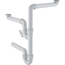 GEBERIT - Zápachová uzávierka na dvojdrez, s uhlovou hadicovou objímkou, vývod vodorovný, d 40 mm (152.886.11.1)