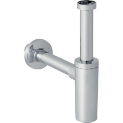 GEBERIT - Zápachová uzávierka s deliacou stenou na umývadlo, vývod vodorovný, d 32 mm, G 1 1/4, lesklý chróm (151.034.21.1)