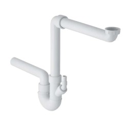 GEBERIT - Zápachový uzáver, dvojkomorový, s hadicovou prípojkou, vývod vodorovný, d 40 mm (152.889.11.1)