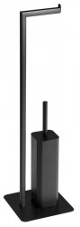 Gedy - FELIX  stojan s držiakom na toaletný papier a WC kefou, hranatý, čierna mat (133214)