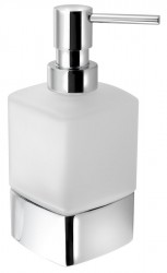 Gedy - LOUNGE dávkovač mydla na postavenie, 280 ml, mliečne sklo, chróm (545513)