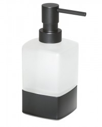 Gedy - LOUNGE dávkovač mydla na postavenie, 280 ml, mliečne sklo, čierny mat (545514)