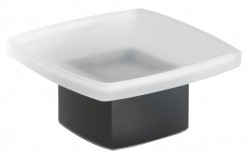 Gedy - LOUNGE mydelnička na postavenie, mliečne sklo, čierna mat (545114)