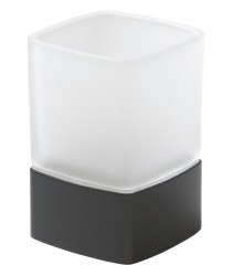 Gedy - LOUNGE pohár na postavenie, mliečne sklo, čierny mat (549814)