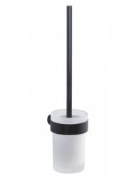 Gedy - PIRENEI WC kefa závesna, mliečne sklo, chróm, čierny mat (PI330314)