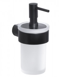 Gedy - PIRENEI závesný dávkovač mydla 110 ml, mliečne sklo, čierny mat (PI8114)