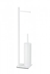 Gedy - TRILLY Stojan s držiakom na toaletný papier a WC kefou, hranatý, biela matná (TR3222)