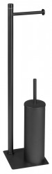 Gedy - TRILLY Stojan s držiakom na toaletný papier a WC kefou, hranatý, čierna matná (TR3214)