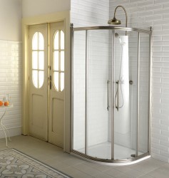 GELCO - ANTIQUE štvrťkruhová sprchová zástena 900x900, 2 dvere, číre sklo, bronz (GQ5290C)