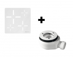 GELCO SET - Štvorcová krytka sifónu biela KSM107W + sifón PB90EXN mínus (KSM107W-SN90)