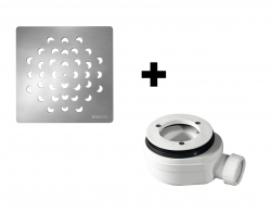 GELCO SET - Štvorcová krytka sifónu chróm KSM104CH + sifón PB90EXN mínus (KSM104CH-SN90)