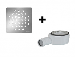 GELCO SET - Štvorcová krytka sifónu chróm KSM104CH + sifón PB90EXN mínus (KSM104CH-SN90)