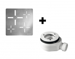 GELCO SET - Štvorcová krytka sifónu chróm KSM107CH + sifón PB90EXN mínus (KSM107CH-SN90)