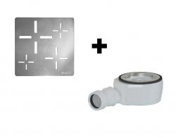 GELCO SET - Štvorcová krytka sifónu chróm KSM107CH + sifón PB90EXN mínus (KSM107CH-SN90)