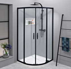 GELCO - SIGMA SIMPLY BLACK štvrťkruhová sprchová zástena 900x900, R550, číre sklo (GS5590B)