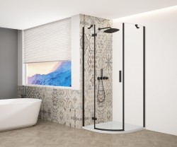 GELCO TRINITY BLACK štvrťkruhový kút 900x900 ľavý, číre sklo, GT6590CL-B (GT6590CL-B)