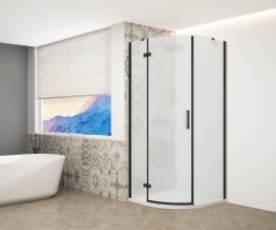 GELCO TRINITY BLACK štvrťkruhový kút 900x900 ľavý, matné sklo, GT6590ML-B (GT6590ML-B)