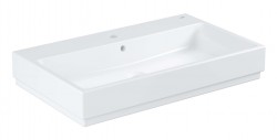 GROHE - Cube Ceramic Umývadlo, 80x49 cm, s prepadom, otvor na batériu, PureGuard, alpská biela (3946900H)