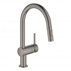 GROHE - Minta Drezová batéria s vyťahovacou spŕškou, kefovaný Hard Graphite (32321AL2)
