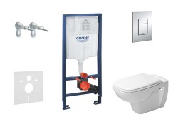 GROHE - Rapid SL Set predstenovej inštalácie, klozetu a sedadla D-Code, Rimless, SoftClose, tlačidla Skate Cosmo, chróm (38528SET-KK)