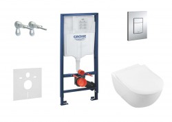 GROHE - Rapid SL Set predstenovej inštalácie, klozetu a sedadla Subway 2.0, DirectFlush, SoftClose, CeramicPlus a tlačidla Skate Cosmo, chróm (38528SET-KI)