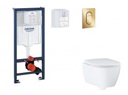 GROHE - Rapid SL Set predstenovej inštalácie, klozetu, dosky SoftClose a tlačidla Arena Cosmopolitan S, Cool Sunrise (SANI11BB4140)