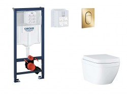 GROHE - Rapid SL Set predstenovej inštalácie, klozetu, dosky SoftClose a tlačidla Arena Cosmopolitan S, Triple Vortex, Cool Sunrise (SANI11BB4130)
