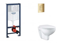 GROHE - Rapid SL Set predstenovej inštalácie, klozetu, dosky SoftClose a tlačidla Skate Cosmopolitan, Cool Sunrise (SANI11BB4122)