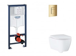 GROHE - Rapid SL Set predstenovej inštalácie, klozetu, dosky SoftClose a tlačidla Skate Cosmopolitan, Cool Sunrise (SANI11BB4137)