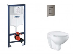 GROHE - Rapid SL Set predstenovej inštalácie, klozetu, dosky SoftClose a tlačidla Skate Cosmopolitan, kefovaný Hard Graphite (SANI11BB5114)