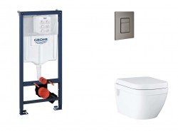 GROHE - Rapid SL Set predstenovej inštalácie, klozetu, dosky SoftClose a tlačidla Skate Cosmopolitan, kefovaný Hard Graphite (SANI11BB5120)