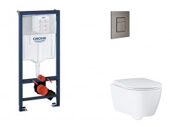 GROHE - Rapid SL Set predstenovej inštalácie, klozetu, dosky SoftClose a tlačidla Skate Cosmopolitan, kefovaný Hard Graphite (SANI11BB5123)