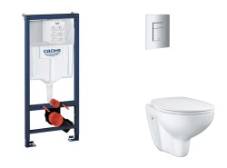 GROHE - Rapid SL Set predstenovej inštalácie, klozetu, dosky SoftClose a tlačidla Skate Cosmopolitan, matný chróm (SANI11BB2114)
