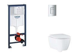 GROHE - Rapid SL Set predstenovej inštalácie, klozetu, dosky SoftClose a tlačidla Skate Cosmopolitan, matný chróm (SANI11BB2123)