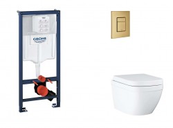 GROHE - Rapid SL Set predstenovej inštalácie, klozetu, dosky SoftClose a tlačidla Skate Cosmopolitan, Triple Vortex, kefovaný Cool Sunrise (SANI11BB4126)