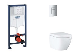 GROHE - Rapid SL Set predstenovej inštalácie, klozetu, dosky SoftClose a tlačidla Skate Cosmopolitan, Triple Vortex, matný chróm (SANI11BB2117)