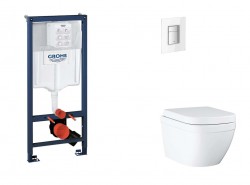 GROHE - Rapid SL Set predstenovej inštalácie, klozetu, dosky SoftClose a tlačidla Skate Cosmopolitan, Triple Vortex, Moon White (SANI11BB3123)