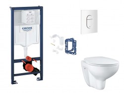 GROHE - Rapid SL Set predstenovej inštalácie, klozetu, dosky SoftClose, tlačidla Arena Cosmopolitan a súpravy na vhadzovanie tabliet, alpská biela (SANI11BB3146)