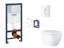 GROHE - Rapid SL Set predstenovej inštalácie, klozetu, dosky SoftClose, tlačidla Arena Cosmopolitan a súpravy na vhadzovanie tabliet, Triple Vortex, alpská biela (SANI11BB3149)