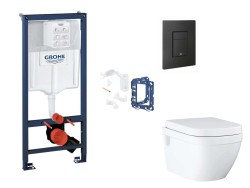 GROHE - Rapid SL Set predstenovej inštalácie, klozetu, dosky SoftClose, tlačidla Even a súpravy na vhadzovanie tabliet, phantom black (SANI11BB5137)