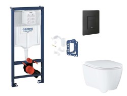 GROHE - Rapid SL Set predstenovej inštalácie, klozetu, dosky SoftClose, tlačidla Even a súpravy na vhadzovanie tabliet, phantom black (SANI11BB5139)